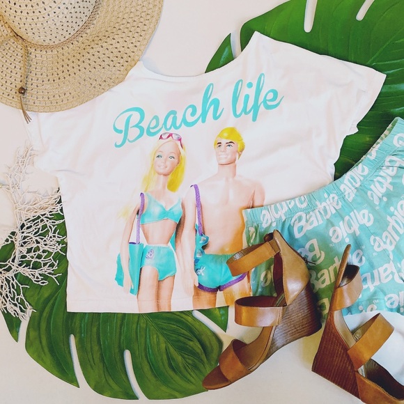 Barbie Tops - 💛💛💛!! Barbie for Asos Crop Tee & Shorts (small)